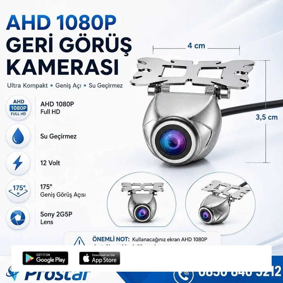 Navistar Ahd 1080P Sony 2G5P Balıkgözü 175 Derece Geniş Açılı Araç Geri Görüş Kamerası