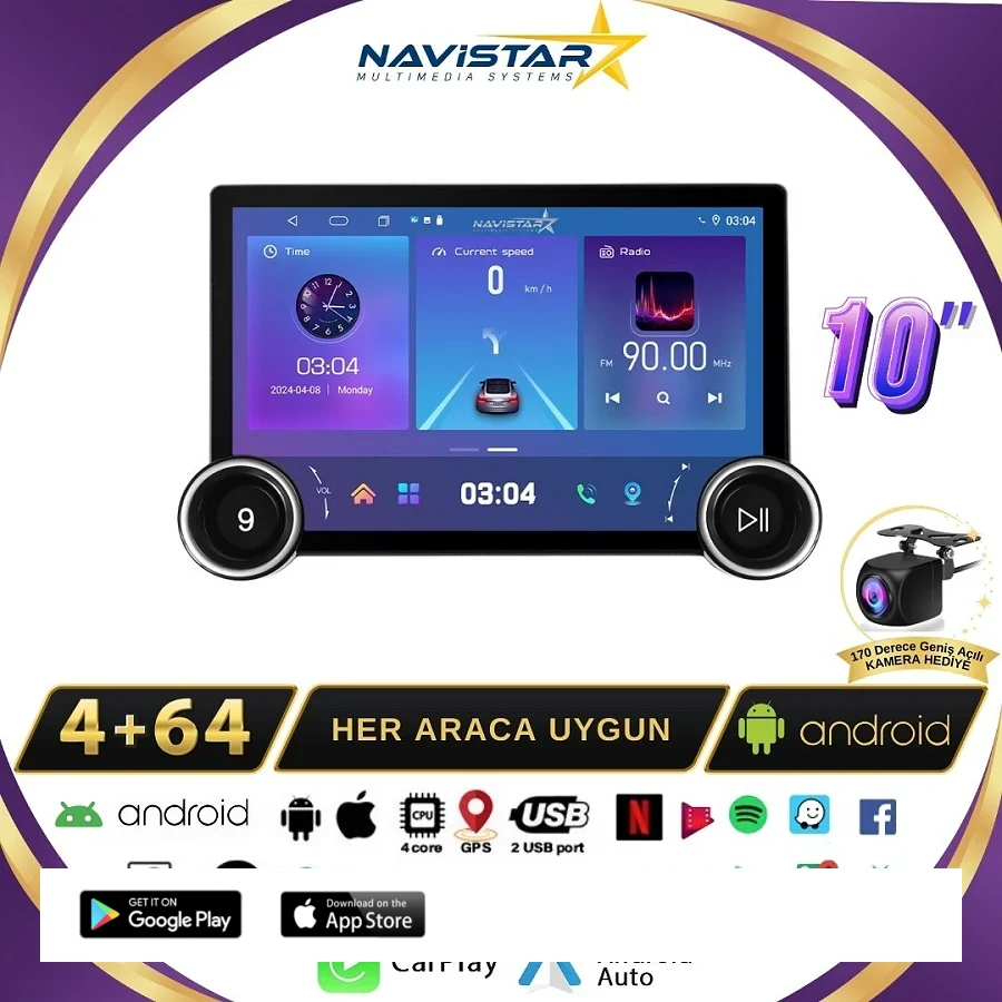 Opel İnsignia DUAL KNOB 10" 2009-2013 Model 4+64 GB Android 13 Kablosuz Carplay Navigasyon Multimedya Sistemi