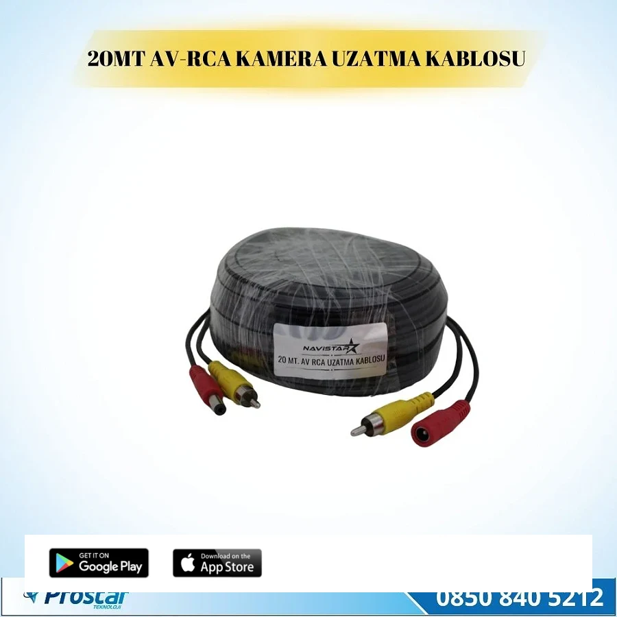 20 Metre Av-Rca Girişli Kamera Uzatma Kablosu