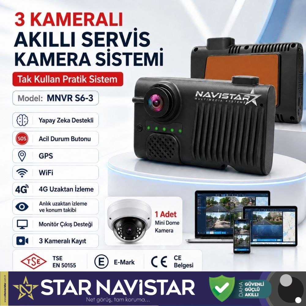 3 Kameralı Monitör Çıkışlı 4G GPS WIFI Acil Durum butonu dahil Pratik Montaj Kamera Seti