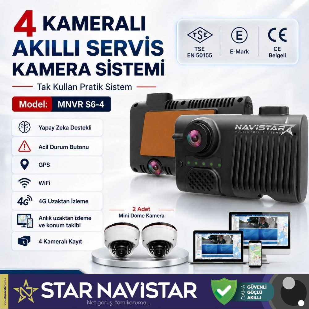 4 Kameralı 4G GPS Wifi Acil Durum butonu dahil Pratik Montaj Kamera Seti
