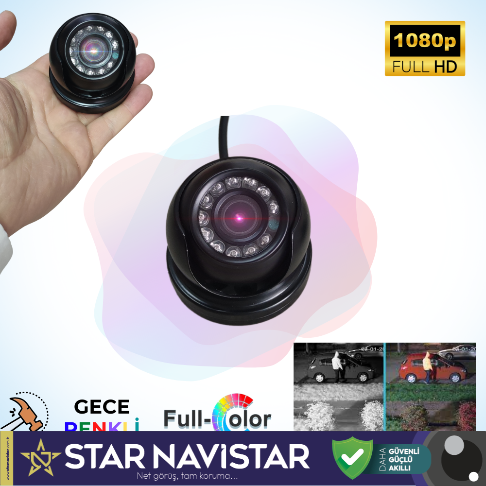 Araçlar Için Mini Metal Dome 2 Mp Full Hd Gece Renkli Görüşlü Kamera Geniş Açılı