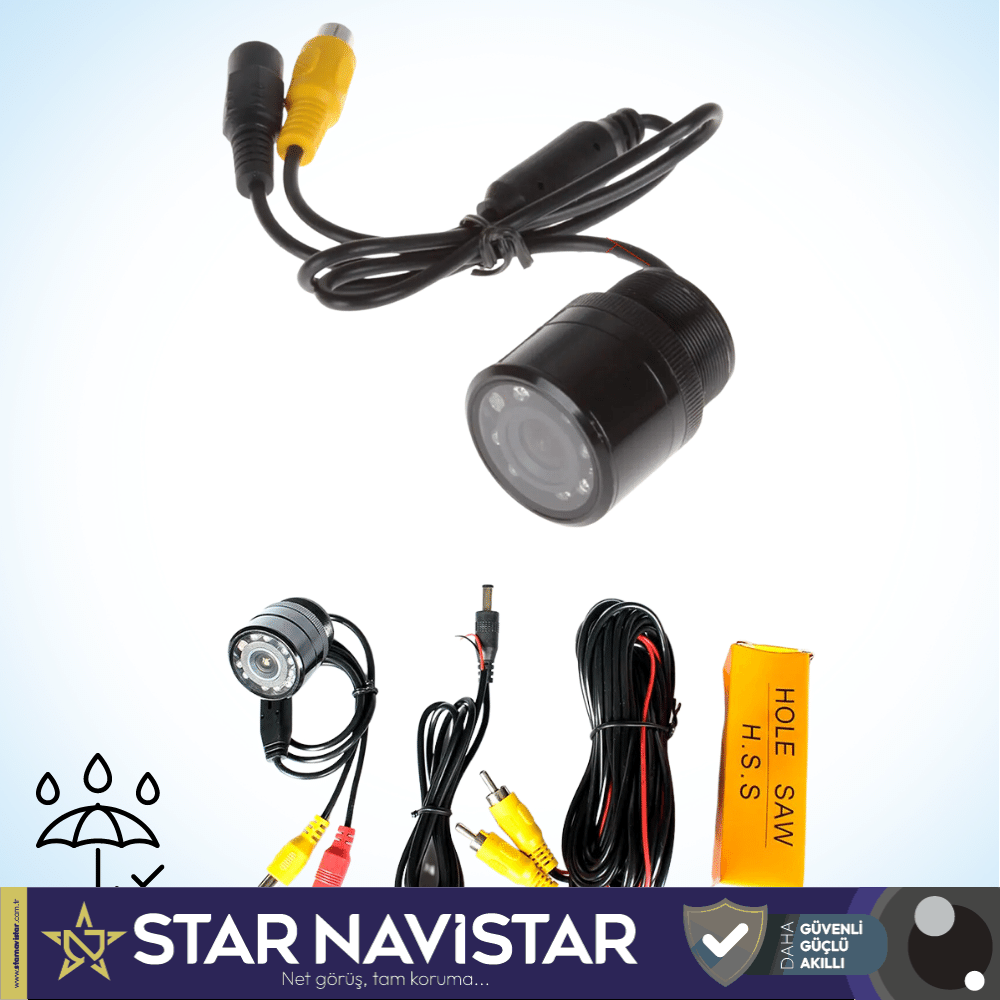 Gece Görüşlü 28 Mm Vidalı Hd 9 Led Işıklı Geri Görüş Kamerası