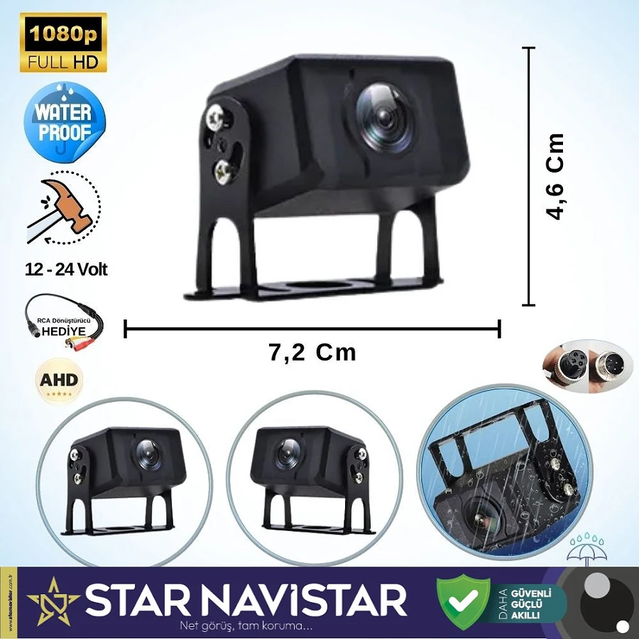 Navistar Ahd 1080P Full Hd 4Pin Starlight Plastik Kasa Gece Görüşlü Geri Görüş Kamerası
