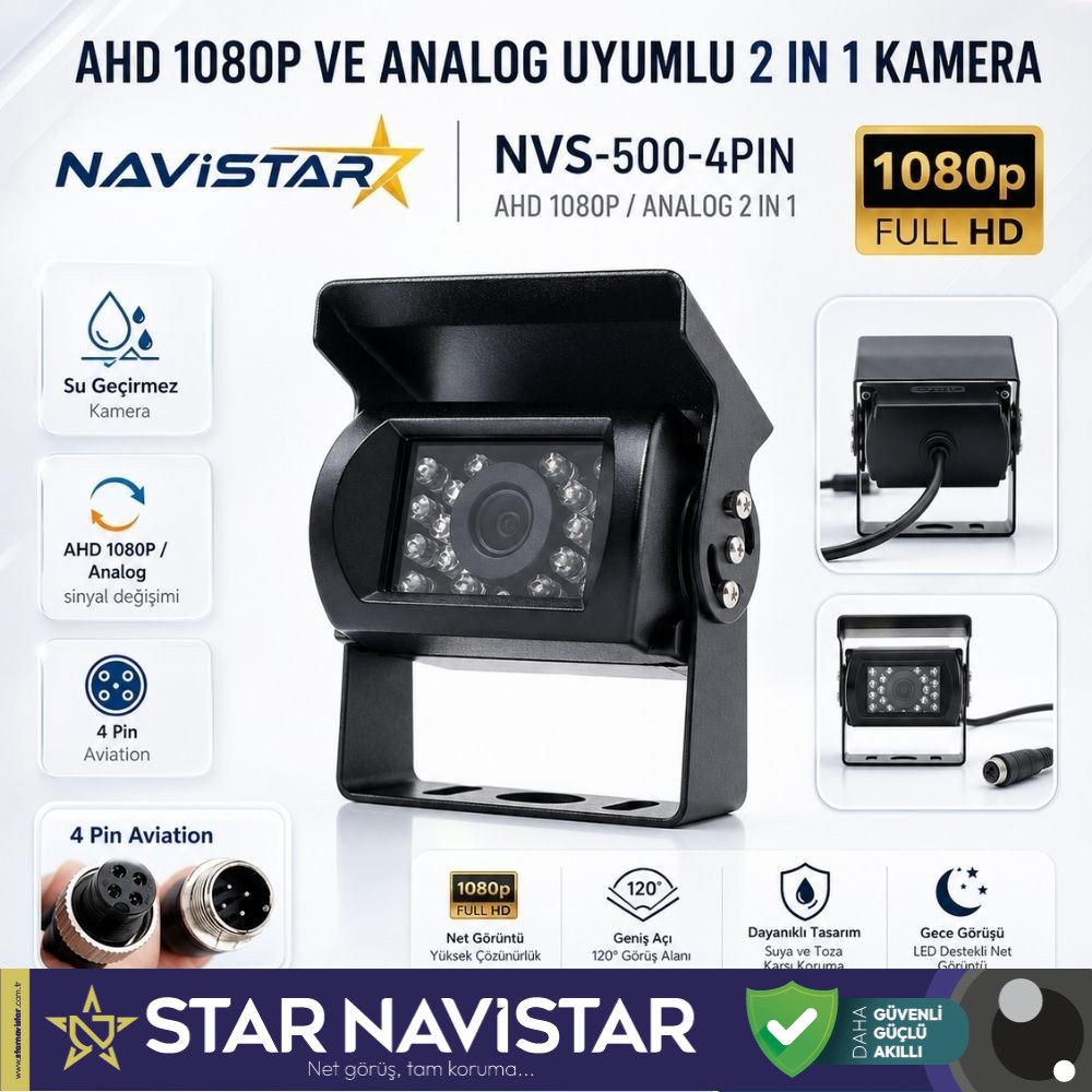 Şapkalı AHD 1080P ve Analog Pal Çevirilebilir Gece Görüşlü Metal Ayaklı Full HD Kamera