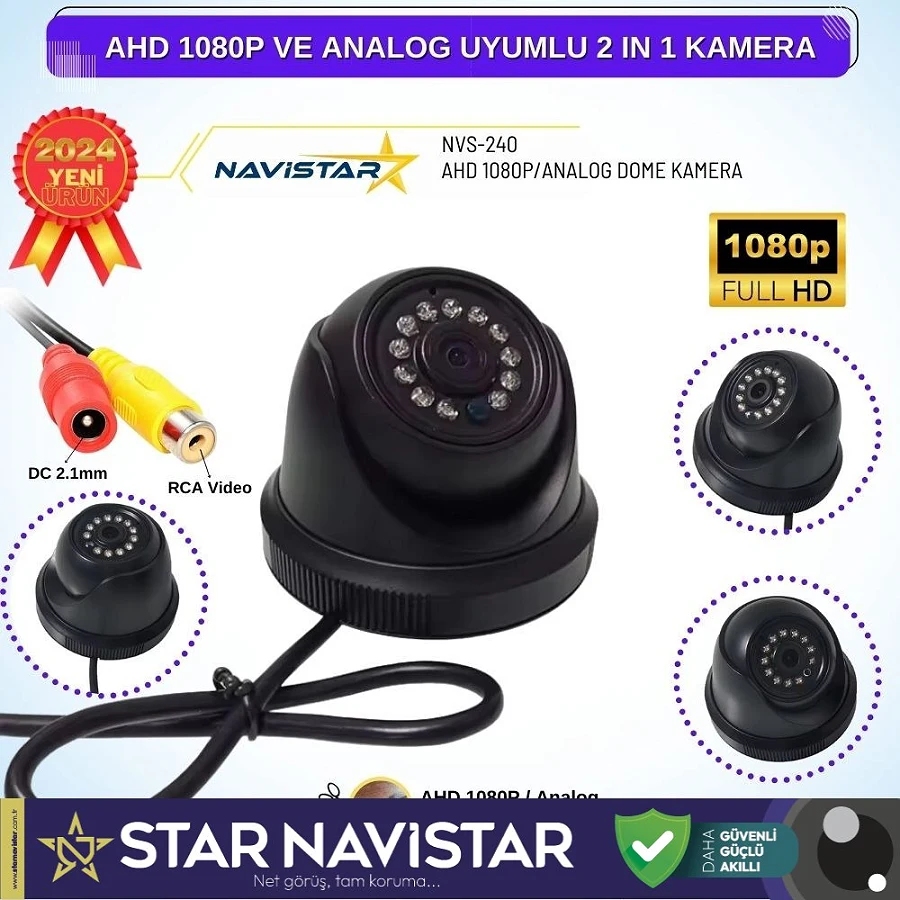 AHD 1080P ve Analog Pal Çevrilebilir Plastik Mini Dome Araç Kamerası