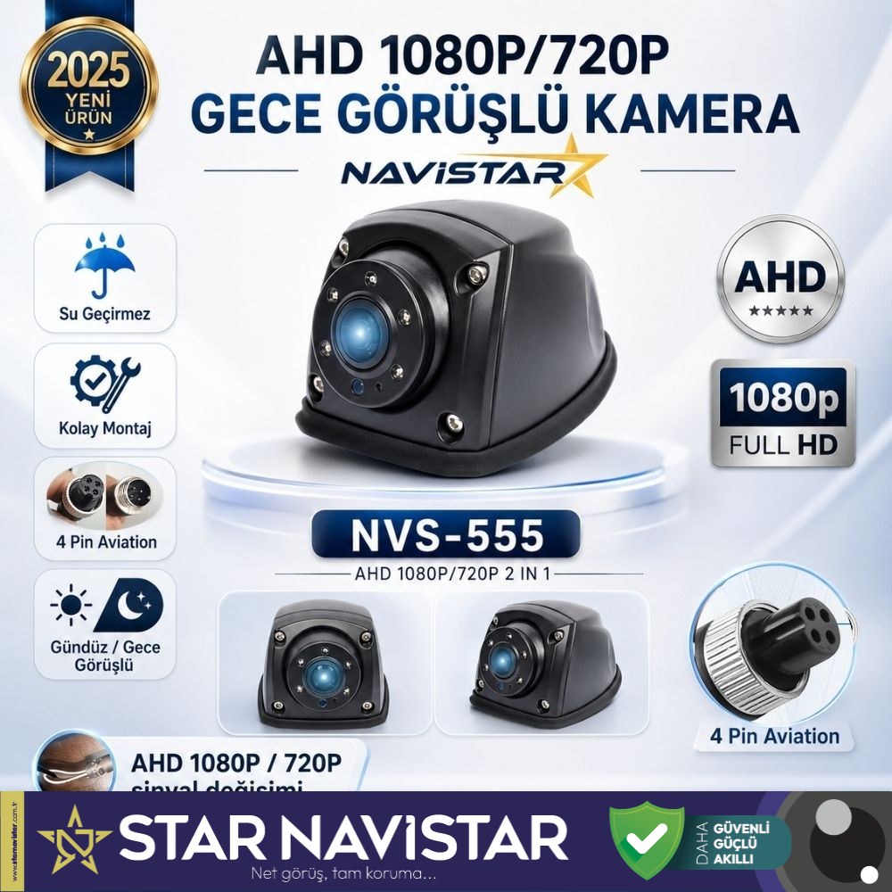 Metal Mini Gece Görüşlü AHD 1080P/720P 4 Pin Soketli Yan için uygun Kamyon Tır Otobüs Kamerası