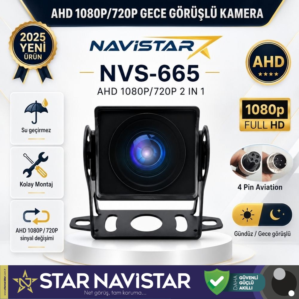 AHD 1080P ve 720P Geniş Açılı Balıkgözü Gece Görüşlü Araç Kamerası