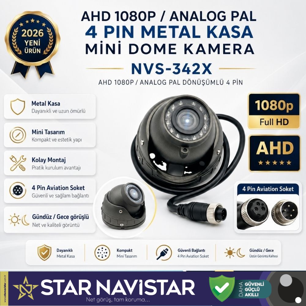 Metal Kasa AHD 1080P/Analog Pal Mini Dome Araç Kamerası 4 Pin Aviation