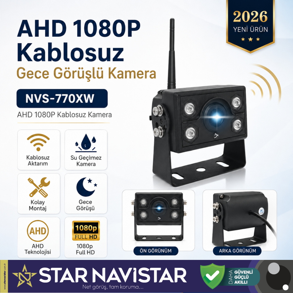 AHD 1080P Kablosuz Ledli Gece Görüşlü Araç Kamerası