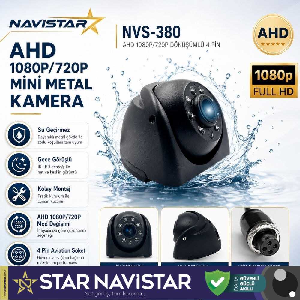 AHD 1080P/720P Metal Mini Kamera Yan ve Arka için uyumlu