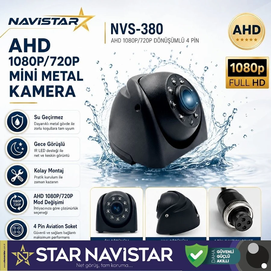 AHD 1080P/720P Metal Mini Kamera Yan ve Arka için uyumlu