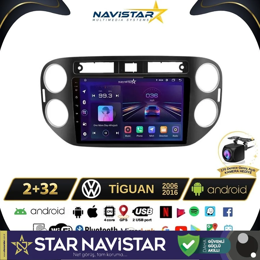 Volkswagen Tiguan 2+64GB Android 13 Kablosuz Carplay 2006-2016 Navigasyon Multimedya Sistemi