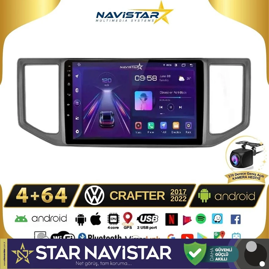 Volkswagen Crafter 4GB + 64GB Android 13 Kablosuz Carplay 2017-2022 Navigasyon Multimedya Sistemi