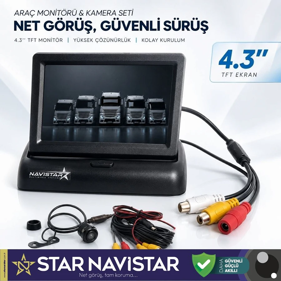 4.5 Inç Tft Lcd Araç Monitör Ekran + 1 Adet Geri Görüş Kamerası Dahil Set