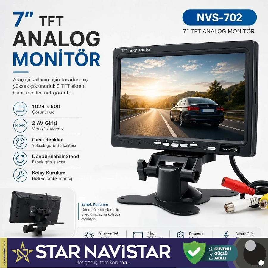 7" TFT 2 Adet Video Girişli Analog Monitör