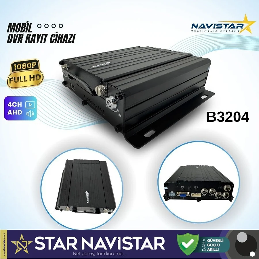 4 Kanal AHD 1080P Harddisk ve Sd kart Destekli Profesyonel Mobil DVR Kayıt Cihazı