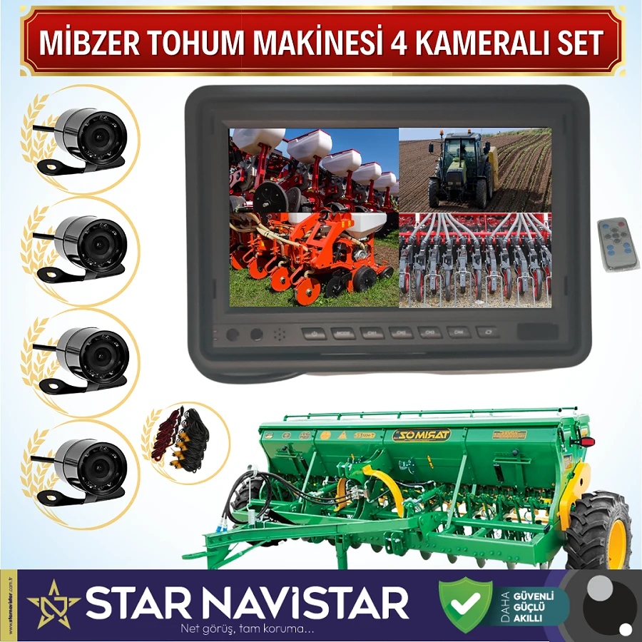Mibzer Havalı Tohum Makinesi 4 Kameralı 7 Inç Monitörlü Araç Seti
