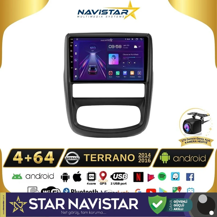 Nissan Terrano  2014-2016 Model 4GB + 64GB Android 13 Kablosuz Carplay Navigasyon Multimedya Sistemi