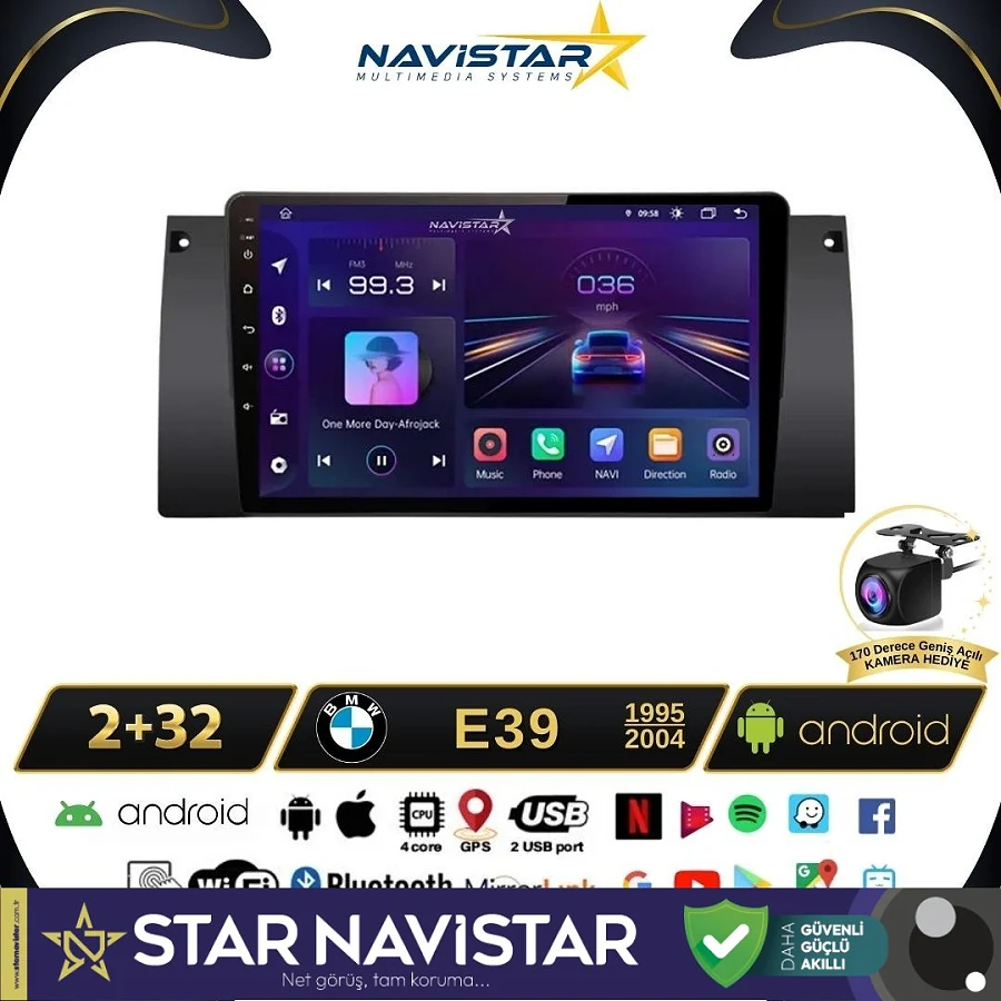 Bmw E39 1995-2004 Model 2GB + 64GB Android 13 Kablosuz Carplay Navigasyon Multimedya Sistemi