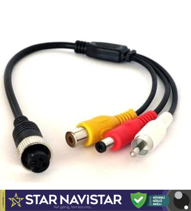 4 Pin Dişi To Rca Görüntü Dişi + Rca Ses Erkek + Dc Erkek Çevirici Kablo Mdvr Dönüştürücü