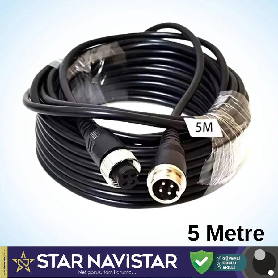 4 Pin Aviation Hazır Araç Kamera Kablosu 5 Metre