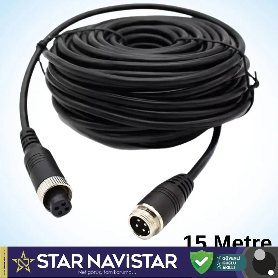 4 Pin Aviation Hazır Araç Kamera Kablosu 15 Metre