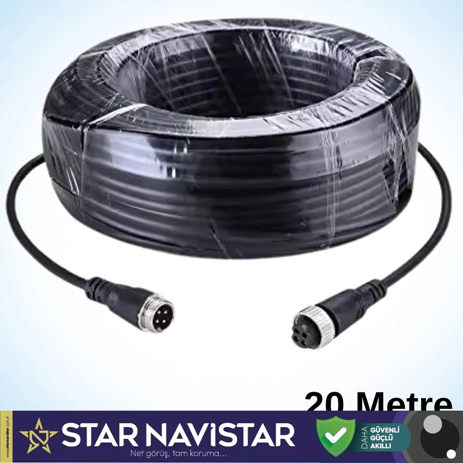 4 Pin Aviation Hazır Araç Kamera Kablosu 20 Metre