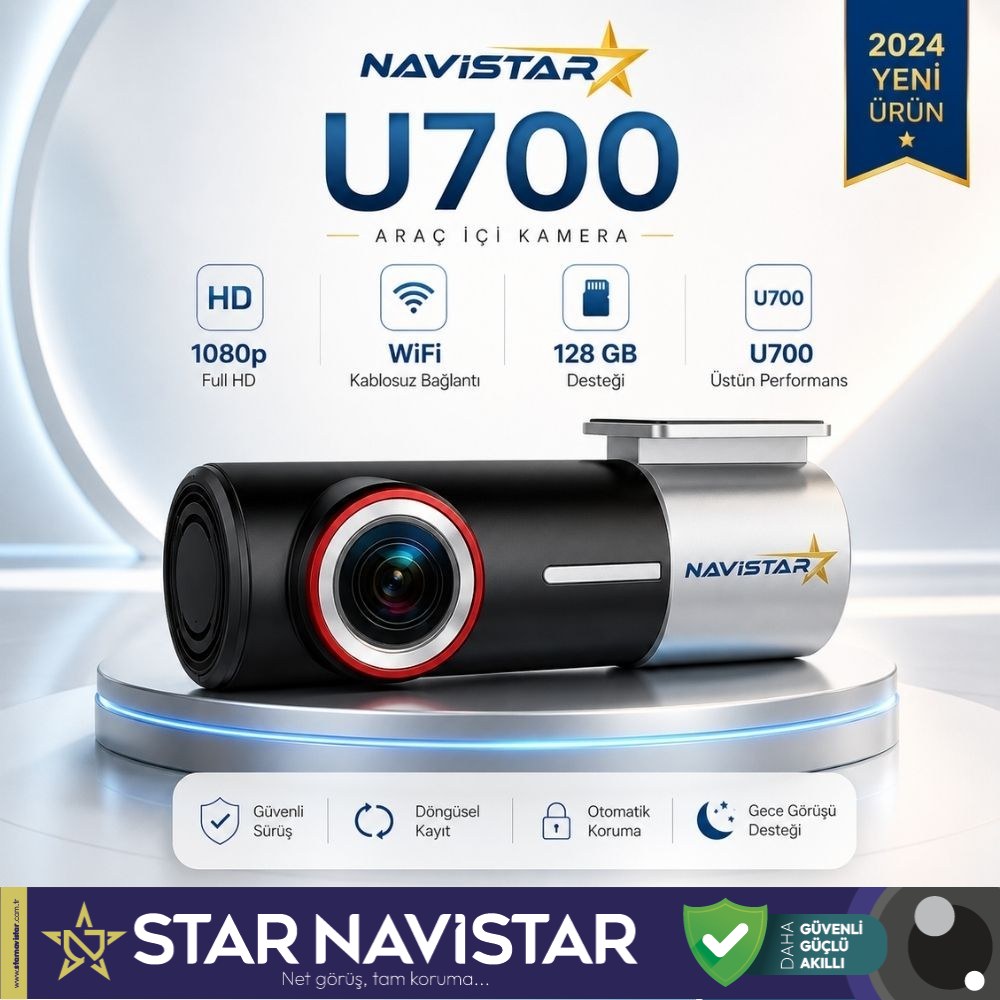 U700 Wifi 1080P 170° Geniş Açı Gece Görüşlü 128 GB Destekli Akıllı Araç içi Kamera