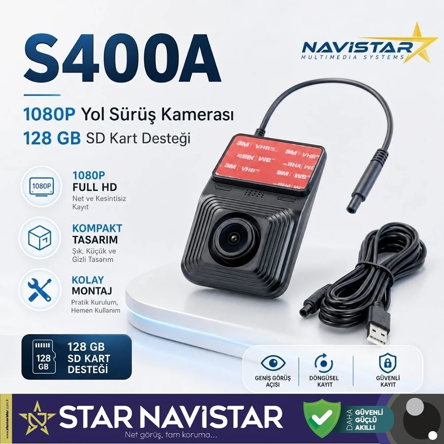 1080P Full HD 128GB Destekli USB Yol Sürüş Kamerası