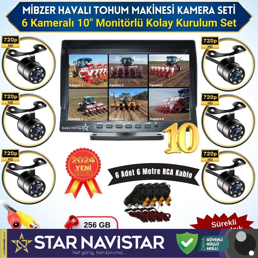 6 Kameralı Mibzer için 10 inç Monitör Altıya Bölen Kayıtlı 256 Gb Sd Kart Destekli