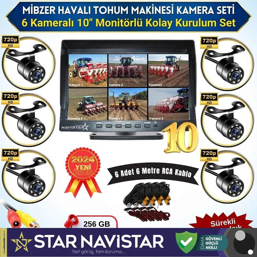 6 Kameralı Mibzer için 10 inç Monitör Altıya Bölen Kayıtlı 256 Gb Sd Kart Destekli