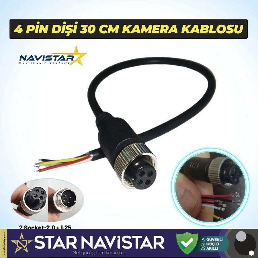 30 Cm 4 Pin aviation dişi soket Kısa Kamera Kablosu