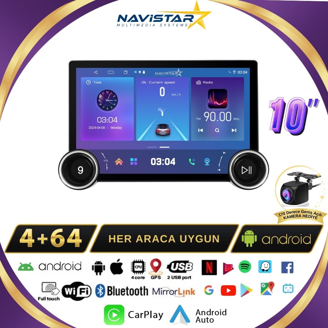 Citroen Elysee 2013 2018 Uyumlu 10 İnç 4GB 64GB Android 13 Kablosuz Carplay Multimedya