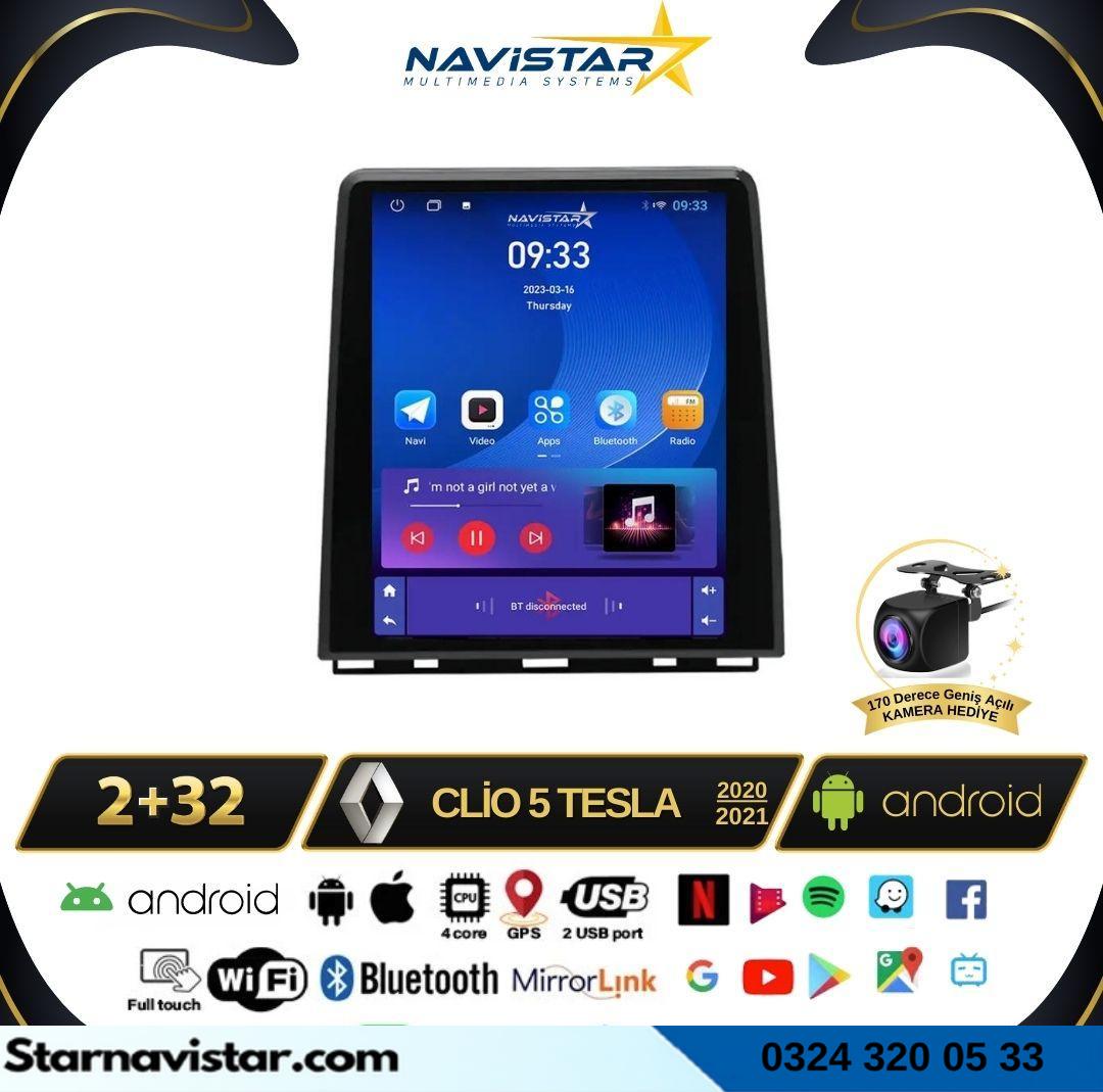 Renault Clio 5 Tesla 2020-2021 Model 2GB + 32GB Kablosuz Carplay Navigasyon Multimedya Sistemi