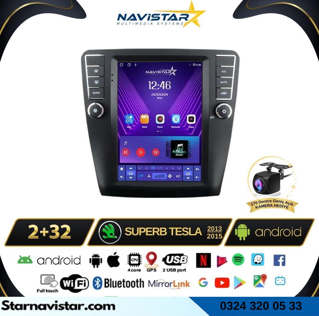 Skoda Superb Tesla 2013-2019 Model 2GB + 32GB Kablosuz Carplay Navigasyon Multimedya Sistemi