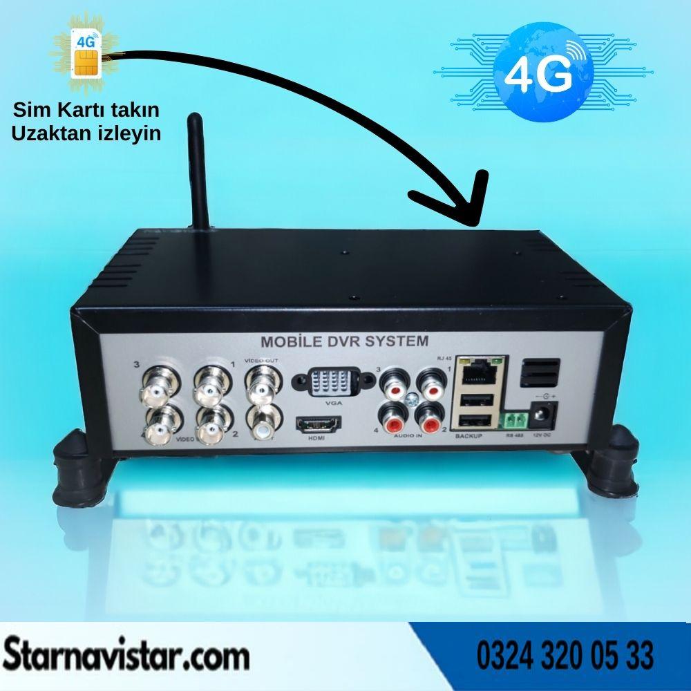 4 Kanal Uzaktan izlemeli 4G Modül Dahil Sim Kart Tak Kullan Xmeye 5 MP Araç Kayıt Cihazı