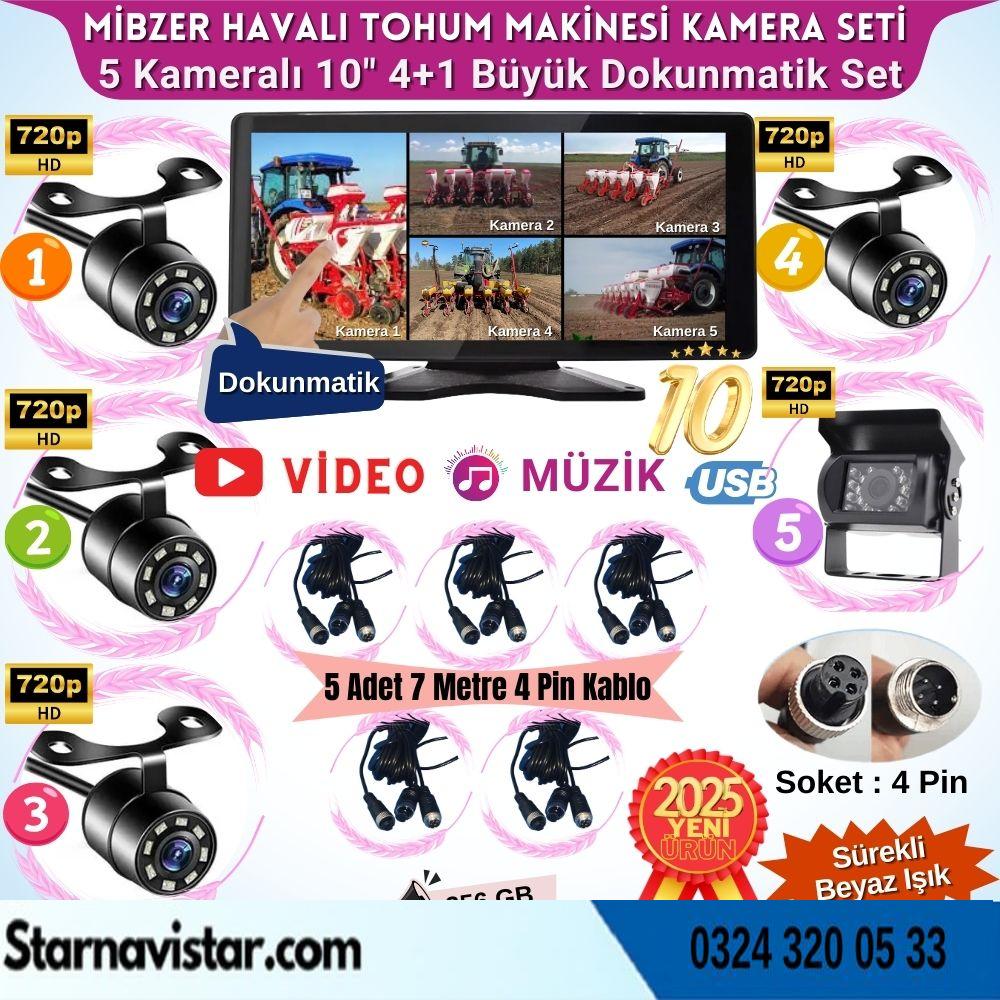 Mibzer için 4+1 Büyük Kameralı 10.36 inç Dokunmatik Monitör Beşe Bölen Kayıtlı 256 Gb Sd Kart Destekli