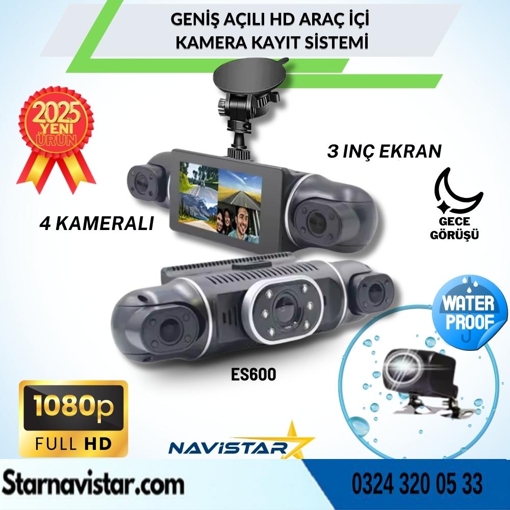 4 Kameralı 1080P WIFI, GPS Geniş Açılı Dashcam Araç içi Kamera Kayıt Sistemi 3 inç Full HD