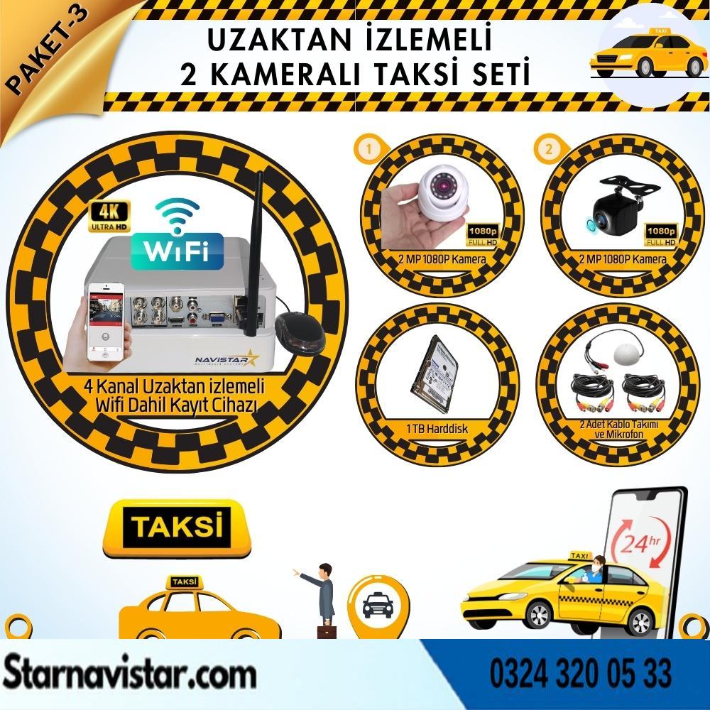 Taksi Kamera Seti 3 Uzaktan Izlemeli 2 Kameralı Wifi 1 Tb Harddisk Dahil