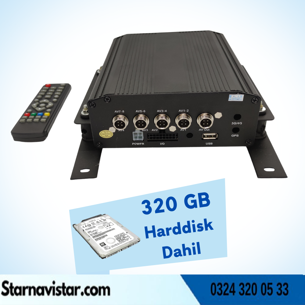 Tüm Araçlara Uyumlu Mobil Dvr Kayıt Cihazı + 320 Gb Harddisk Dahil