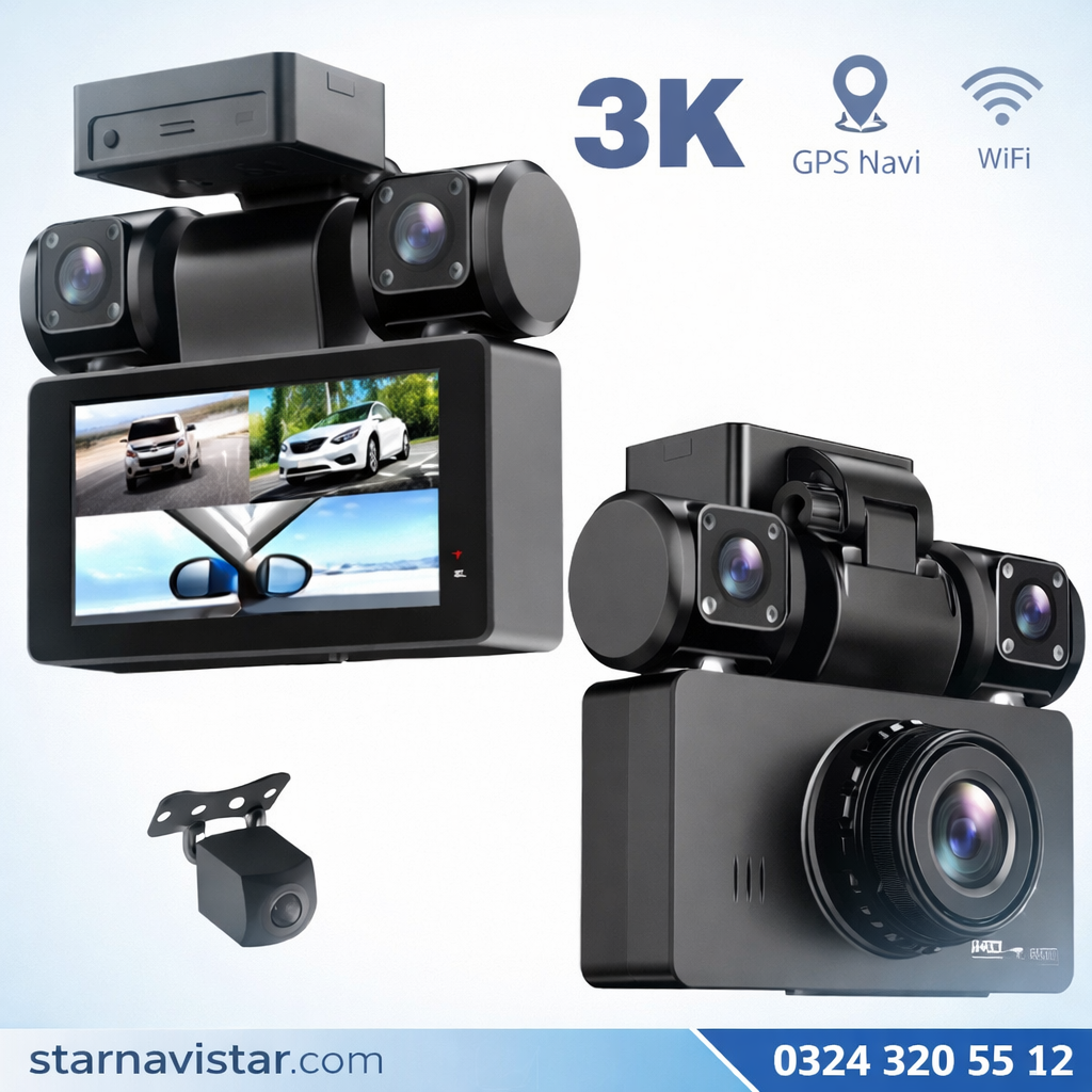 4 Kameralı 3K Ultra HD WIFI GPS Park Modu Özellikli 360 Kamera Seti