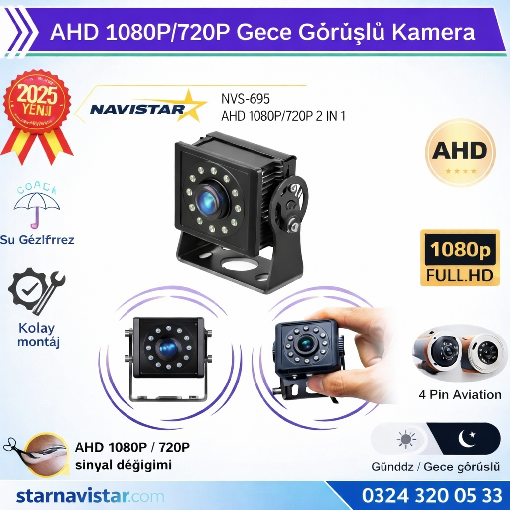 AHD 1080P/720P Dönüşümlü 11 ledli Gece Görüşlü Kamera
