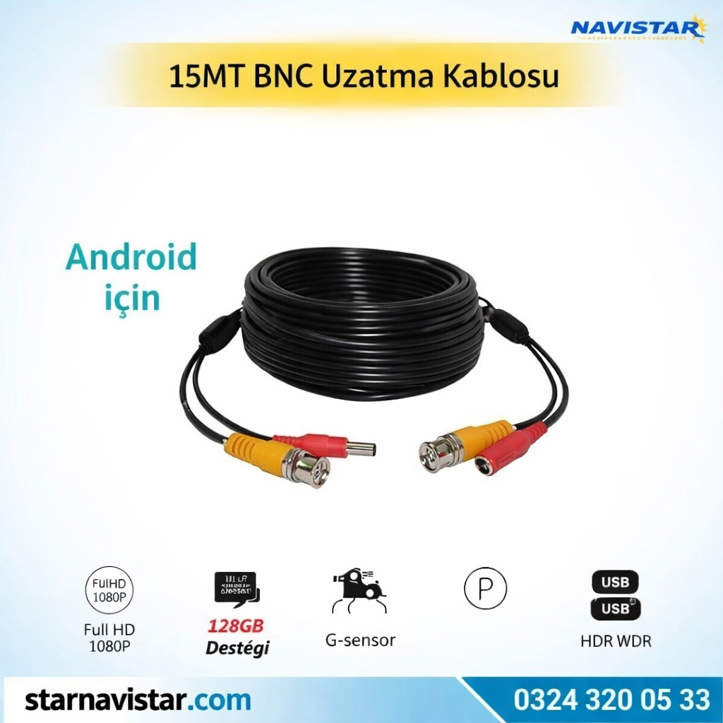 15 Metre Bnc Girişli Uzatma Kablosu